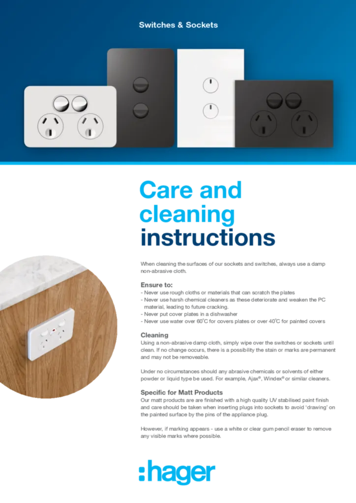 Image Hager Switches and Sockets Cleaning Instructions  | Hager Australia